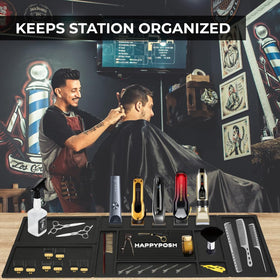 HAPPYPOSH barbershop mat easy-clean surface rinse and air dry