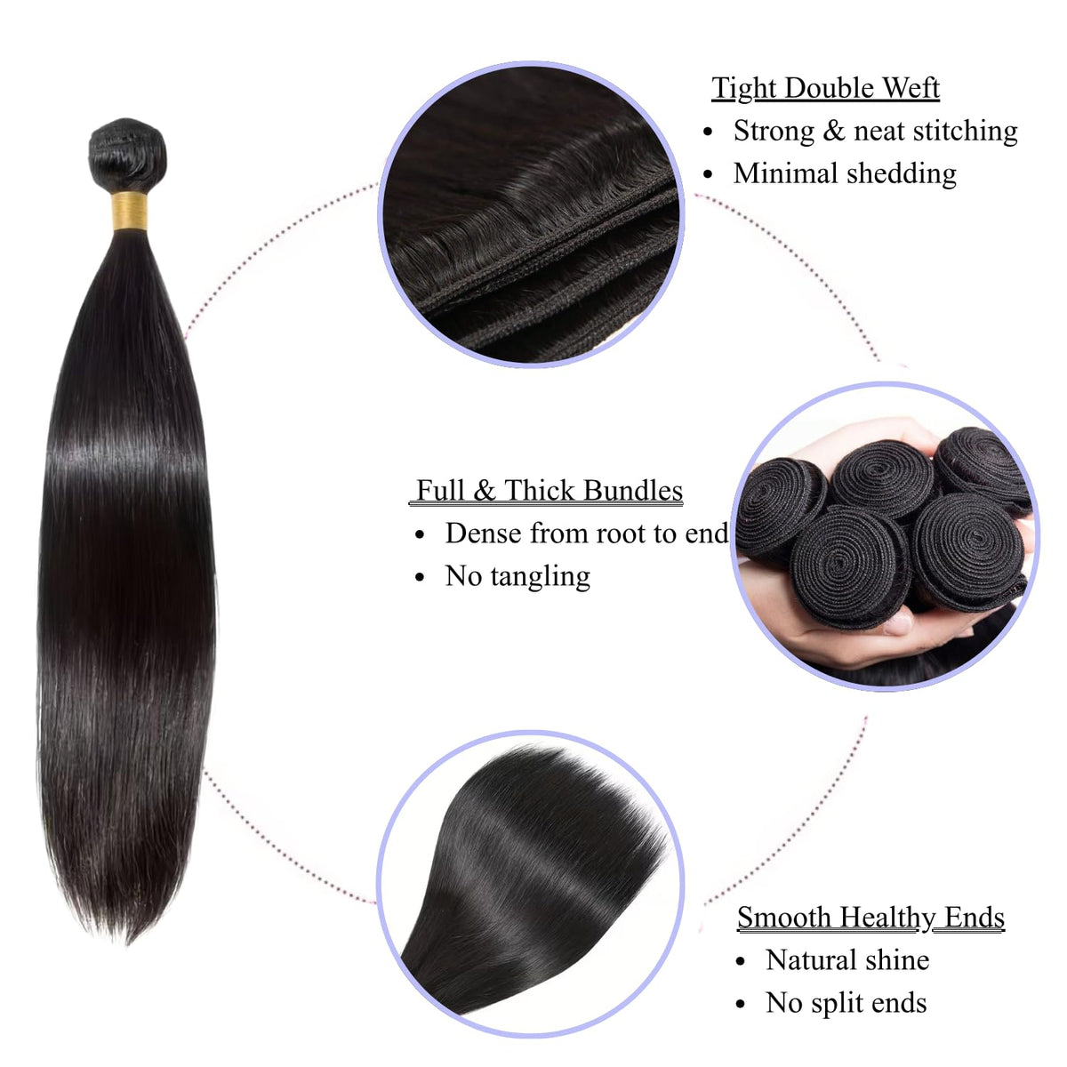 Happy Skio straight bundles 24 inch sleek length with smooth movement