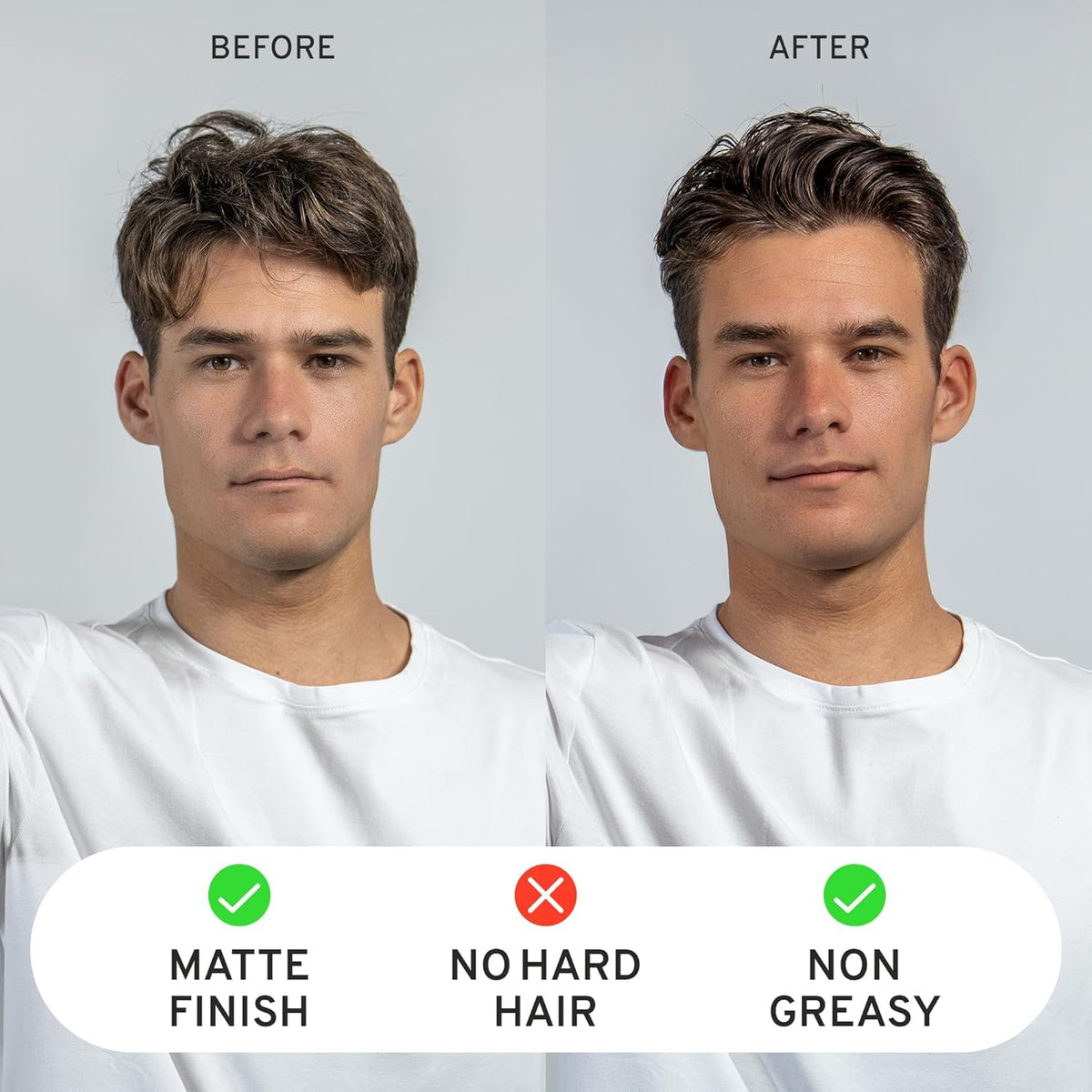 Hardworking Gentlemen GRIT finished look delivers non-greasy shine and flexible hold.