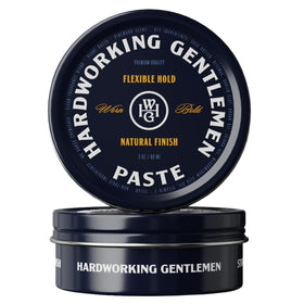 Hardworking Gentlemen hair paste bottle pour shows easy, controlled application for daily styling.