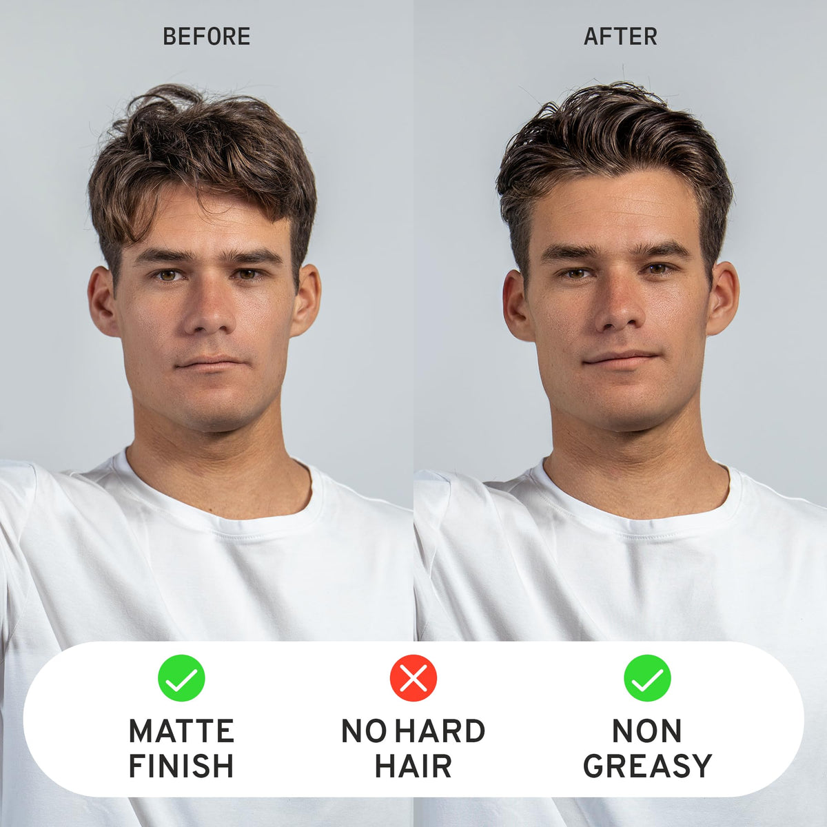 Hardworking Gentlemen hair paste texture-definition highlights light volume and definition.