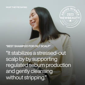 Harklinikken Stabilizing Scalp Shampoo lather in hand for gentle cleansing and balance