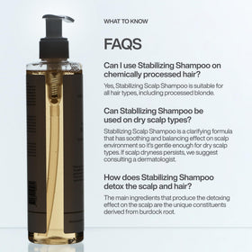 Harklinikken Stabilizing Scalp Shampoo on a minimalist bathroom shelf for daily routine