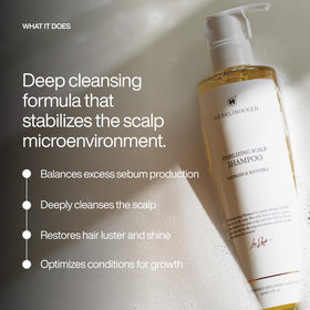 Harklinikken Stabilizing Scalp Shampoo close-up on scalp to support a healthier environment