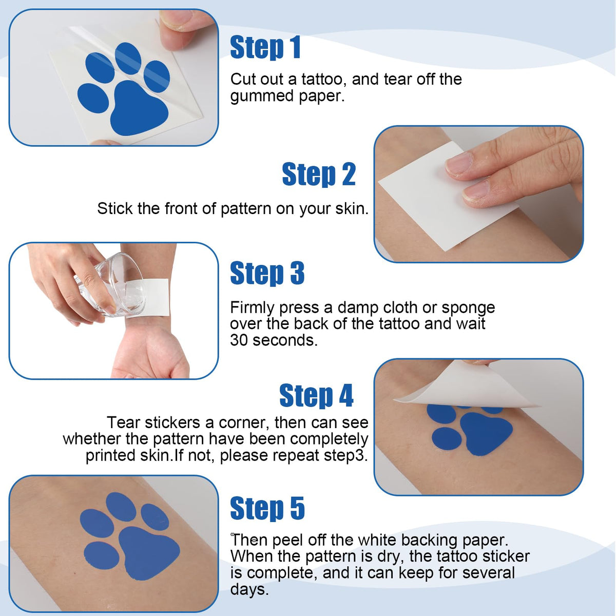 Harloon paw print stickers blue for cheer patrol and events
