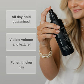 Harmonize Beauty Flex Hold bottle with aloe vera imagery signaling nourishing care.