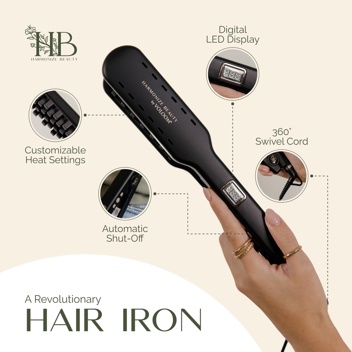 Harmonize Beauty VOLOOM with checkerboard plates for invisible volume pockets.