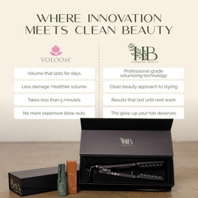 Harmonize Beauty VOLOOM adjustable heat settings for controlled styling.