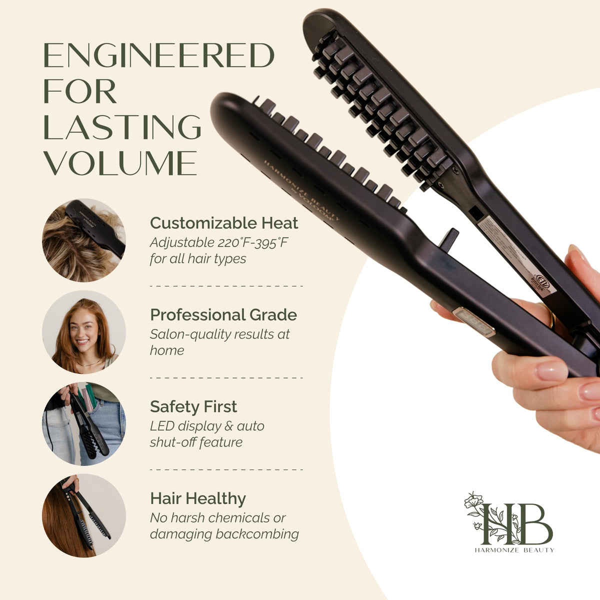 Harmonize Beauty VOLOOM crimper provides all-day lift with quick styling.
