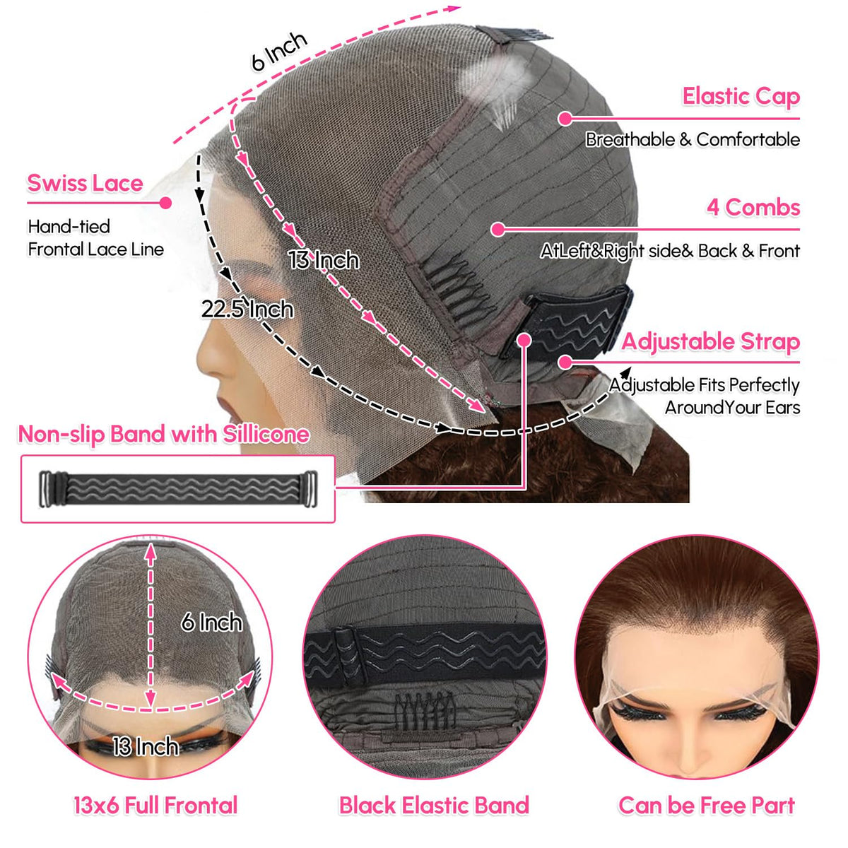 Harmsh chocolate brown deep wave wig styled for everyday and special occasions