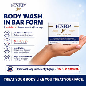 HARP fragrance-free daily use on sensitive skin lifestyle image.
