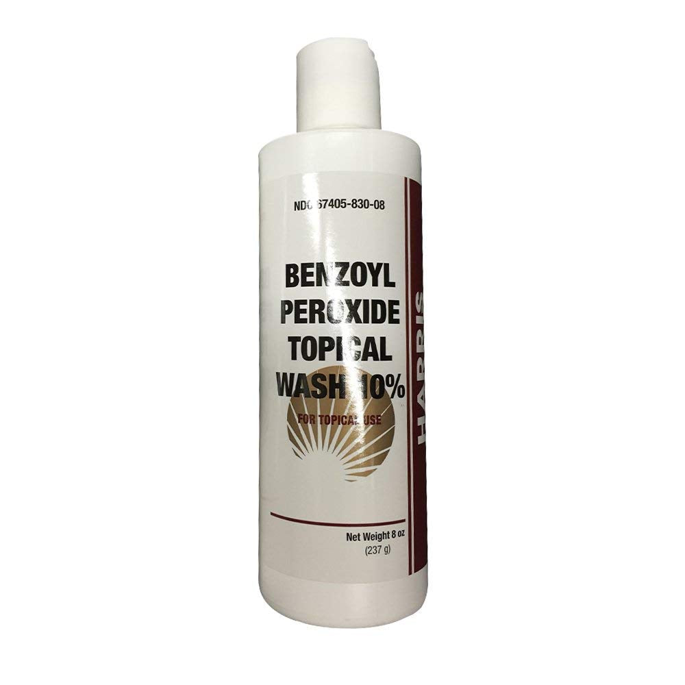 Jitonrad Harris Pharma 10% benzoyl peroxide wash bottle for oil-prone skin freshness.