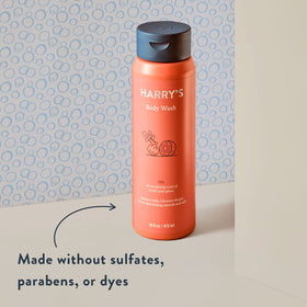 Harry's Fig Body Wash scent notes: fig, cardamom, blood orange aroma.