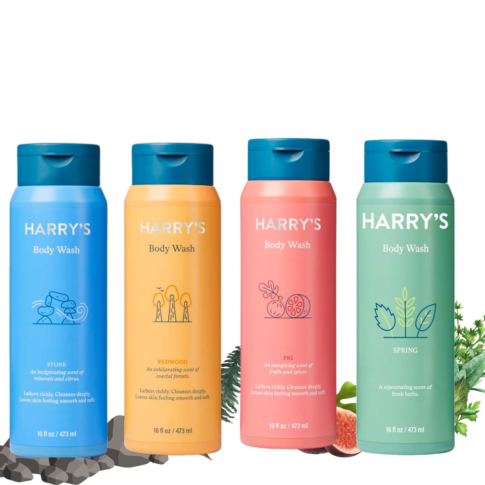 Harry's Men's Body Wash Stone bottle with rich lather for a refreshing cleanse
