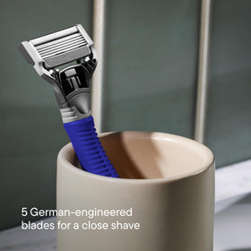 Five-blade cartridges evenly distribute pressure to reduce nicks