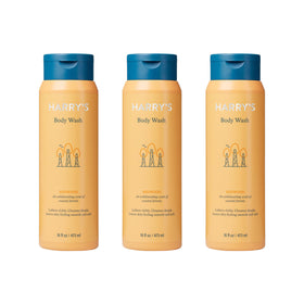Harry's Redwood body wash bottle pour shows easy, mess-free application for a refreshing shower