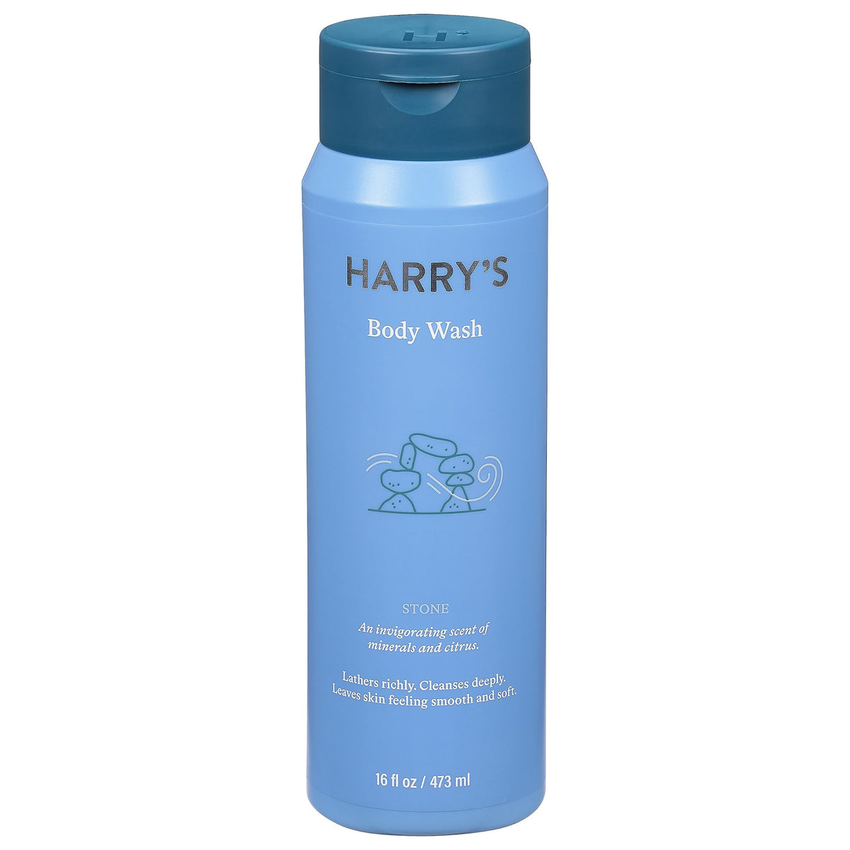 Harry's Stone Body Wash bottle showing 16 oz size for gentle, sulfate-free cleansing