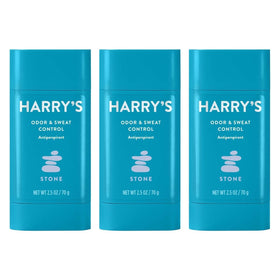 Harry's Stone Scent deodorant 3-pack front view shows 48-hour odor protection