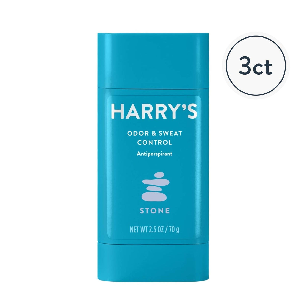 Harry's Stone Scent 3-pack side view highlighting easy-glide design for sensitive skin