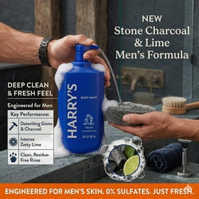 Harry's Stone scent blends minerals and citrus for an energizing cleanse.