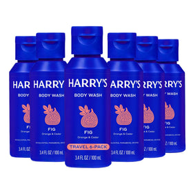 Harry's travel-size fig body wash front bottle for on-the-go freshness