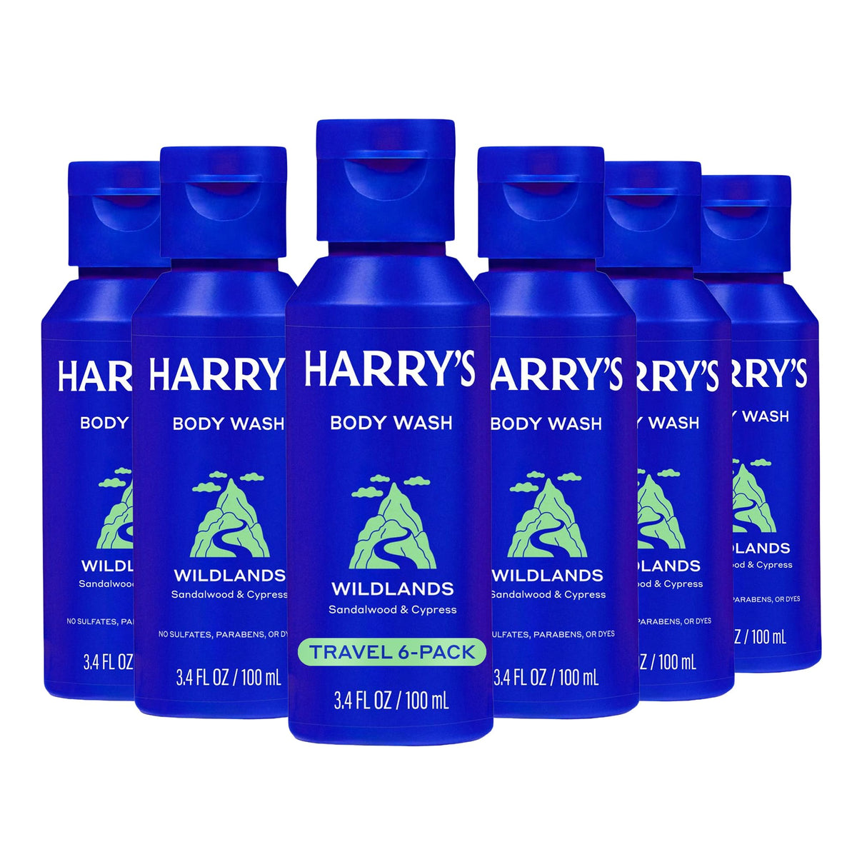 Harry's Wildlands travel-sized body wash bottle for on-the-go cleansing