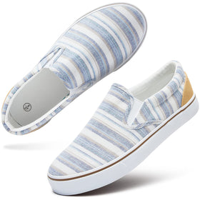 Hash Bubbie slip-on shoes with light blue stripes offering easy on/off for daily errands