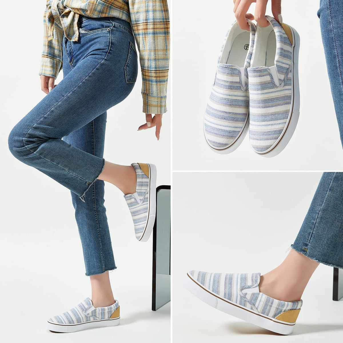 Hash Bubbie light blue stripes sneakers integrate cushioned insole for long walks