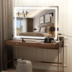Hasipu vanity mirror with detachable base for wall or table installation