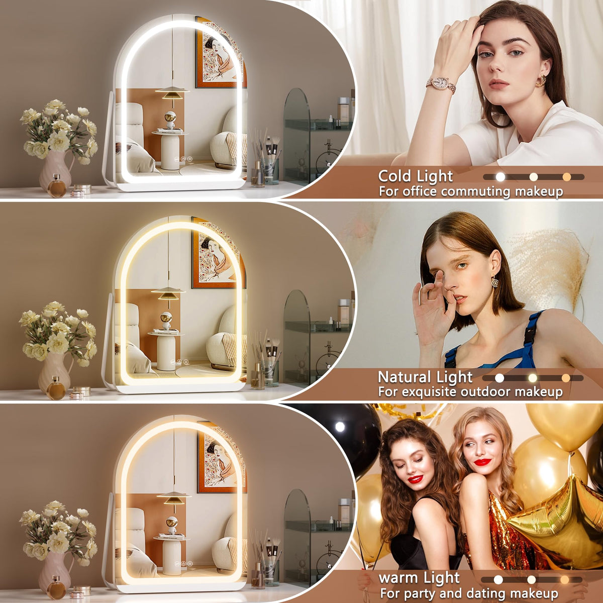 Hasipu LED makeup mirror 11x14 captures facial details for precise grooming
