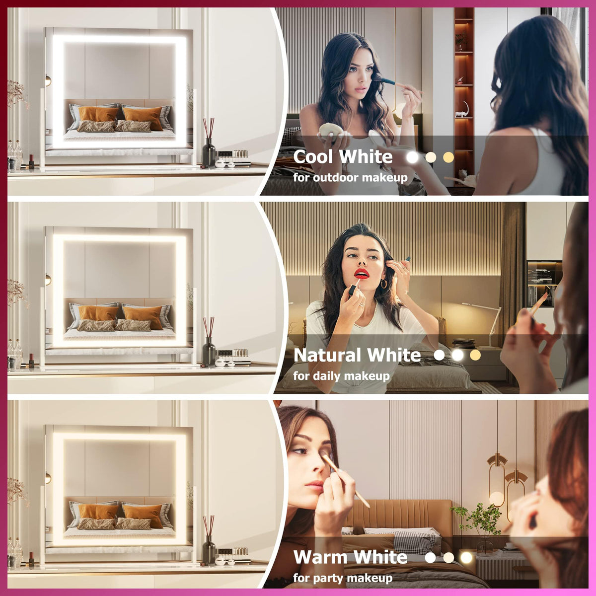 Hasipu vanity mirror with 10x magnification attachment for precise detail