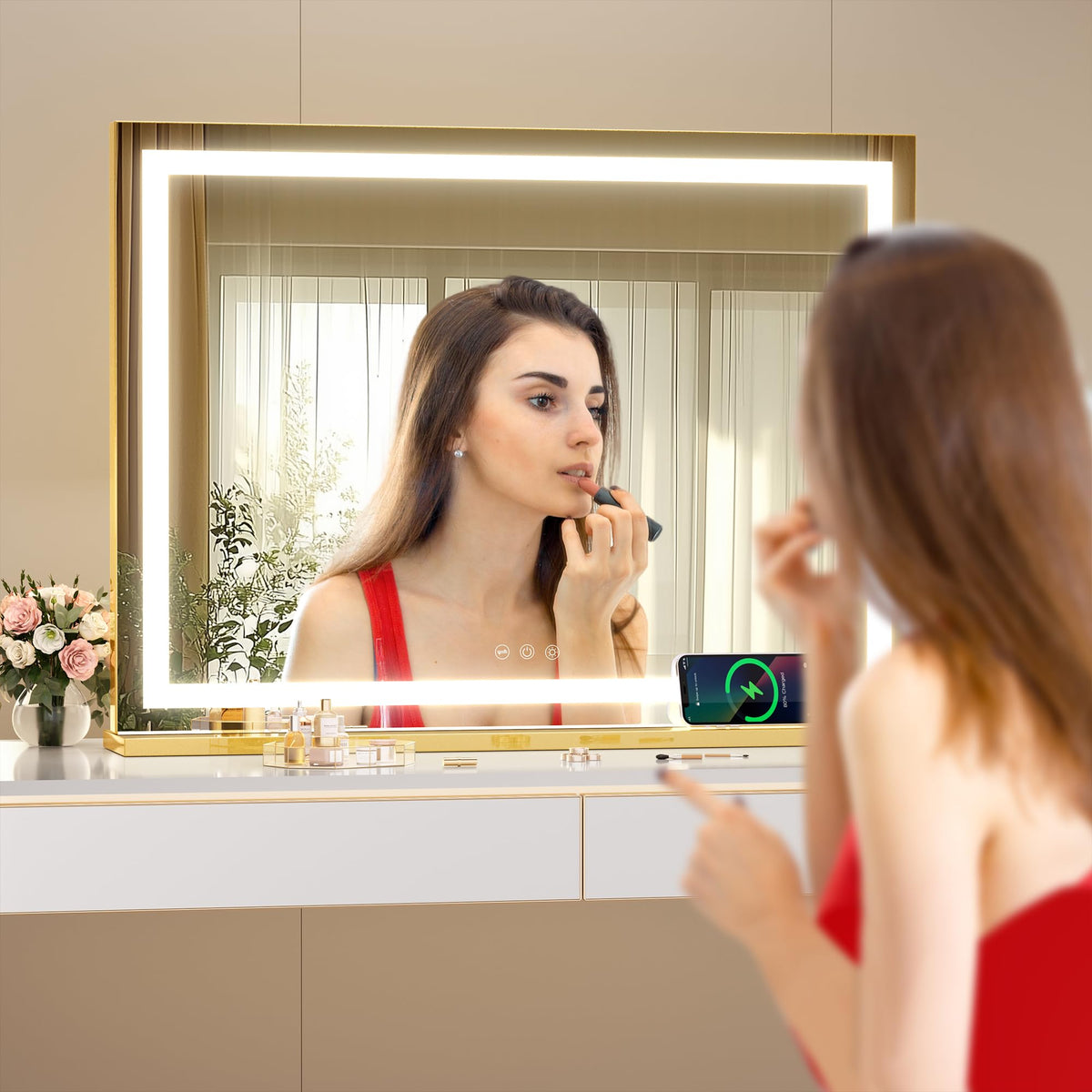 Hasipu vanity mirror detachable base enables easy wall-hanging installation
