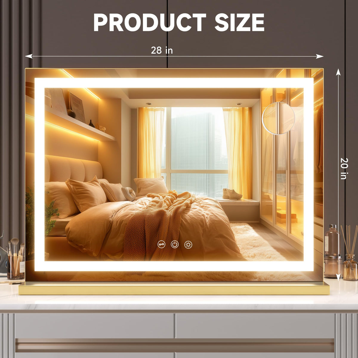 Hasipu vanity mirror dimmable brightness supports precise makeup application