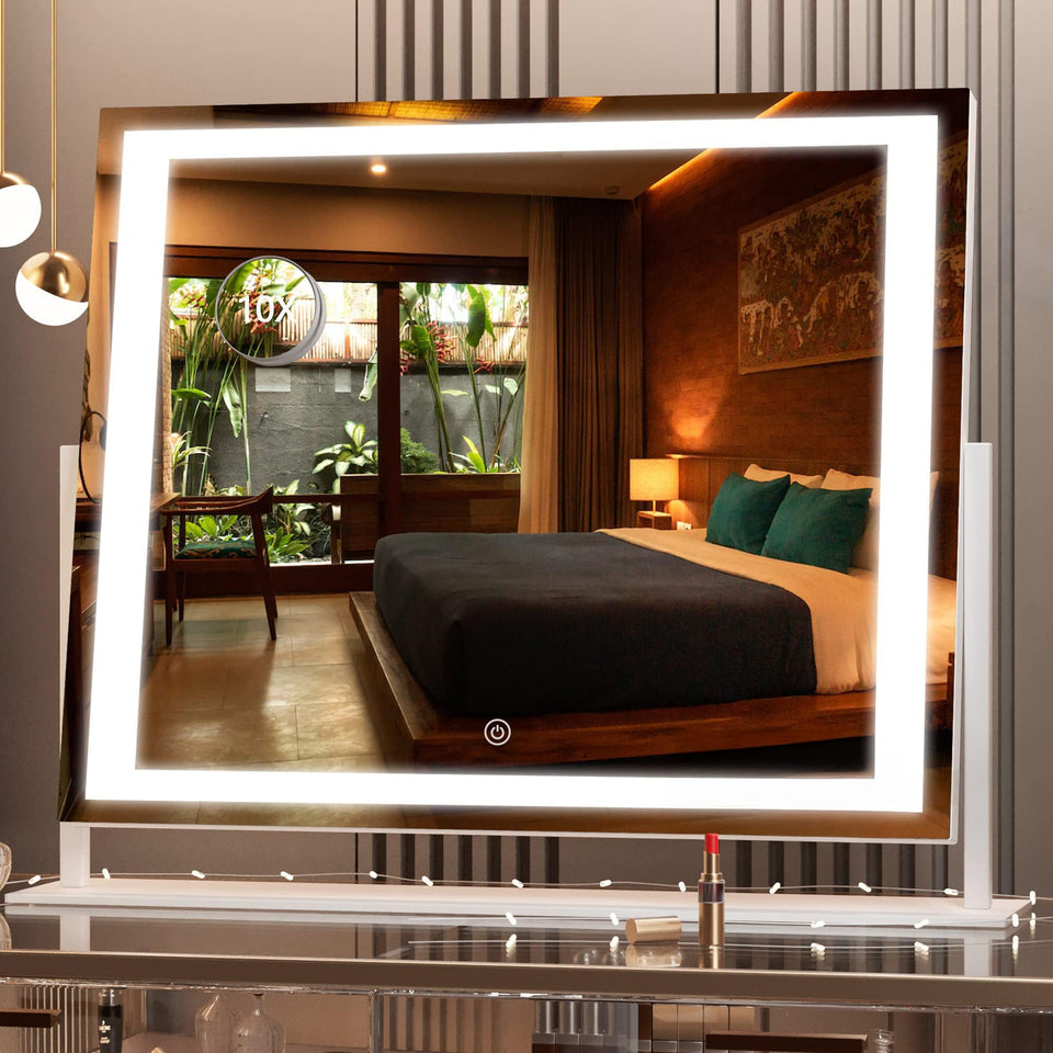 Hasipu vanity mirror with LED lights for bright, even makeup lighting