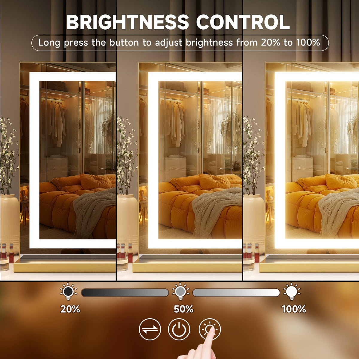 Hasipu vanity mirror three-color modes adapt to daylight or evening glow