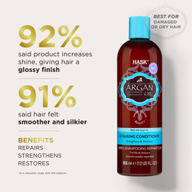HASK Argan Oil Repairing Conditioner pump for easy detangling and hydration