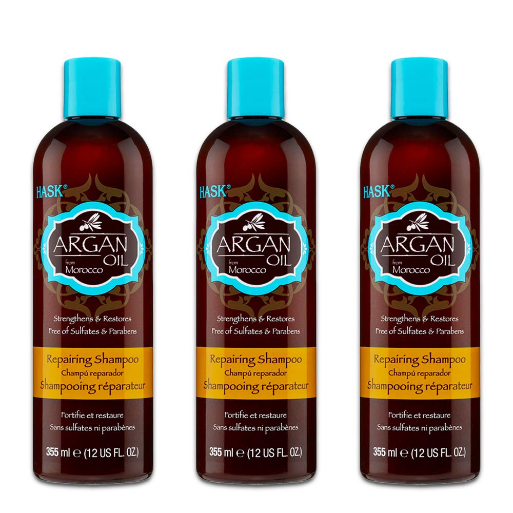 HASK Argan Oil Repairing Shampoo 12oz bottle nourishes for smoother, more manageable hair