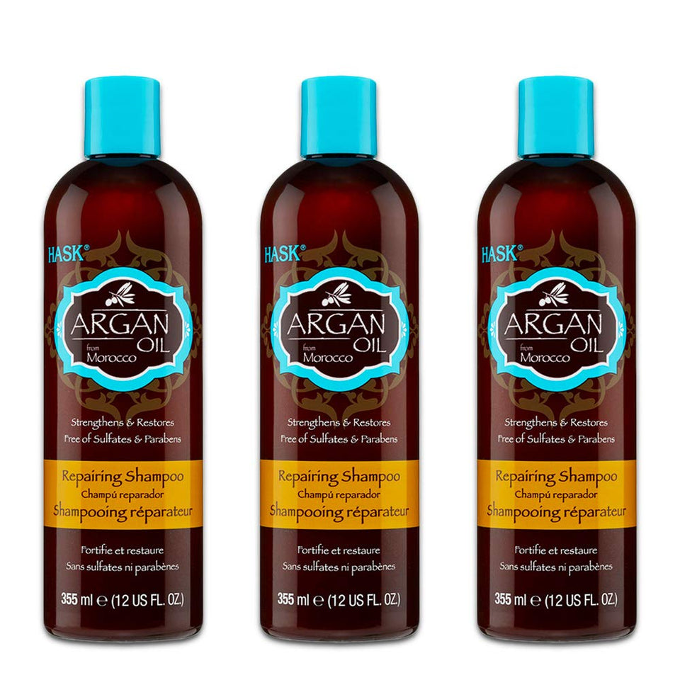 HASK Argan Oil Repairing Shampoo 12oz bottle nourishes for smoother, more manageable hair