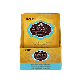 HASK Argan Repairing Deep Conditioner applied to damp hair