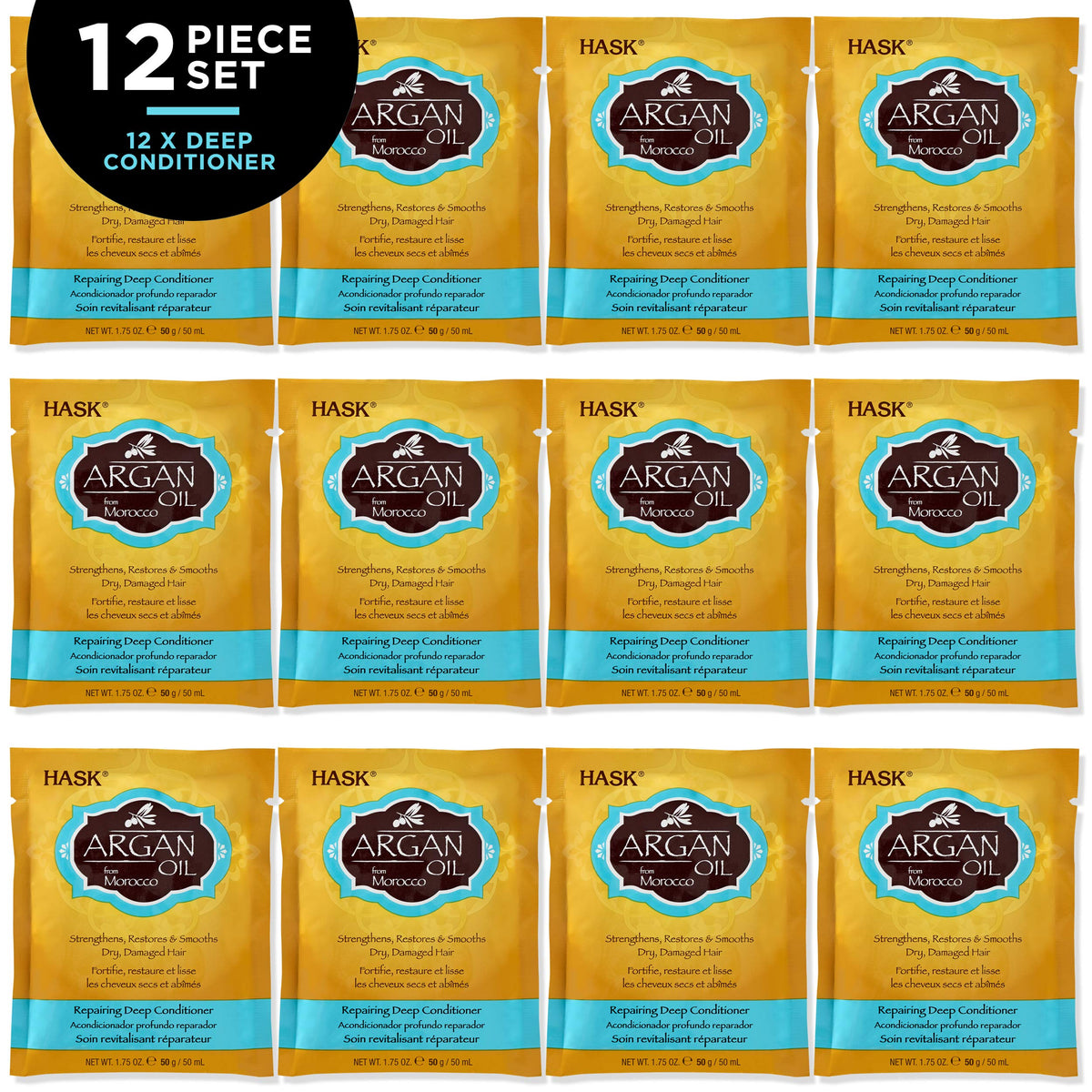 HASK Argan Repairing Deep Conditioner 12-pack for varied hair needs