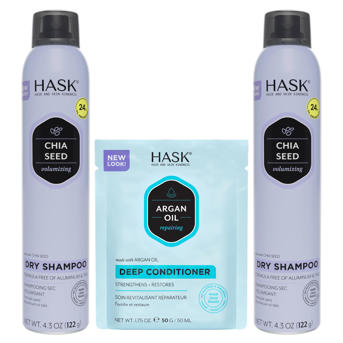 HASK chia-seed volumizing dry shampoo can pair refreshes second-day hair