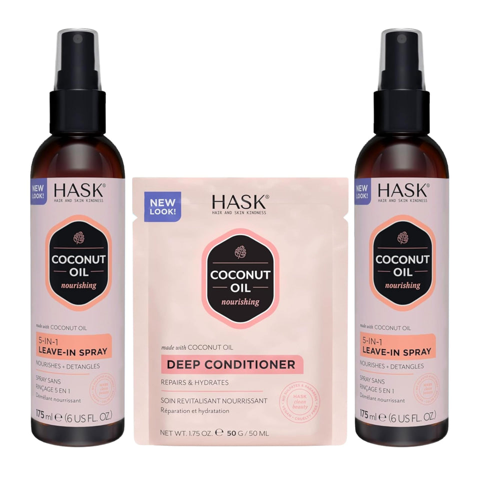 HASK Coconut 5-in-1 Leave-In spray front view for detangling and shine