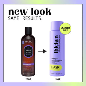HASK conditioner bottle pouring demonstrates lightweight detangling action for easier styling.
