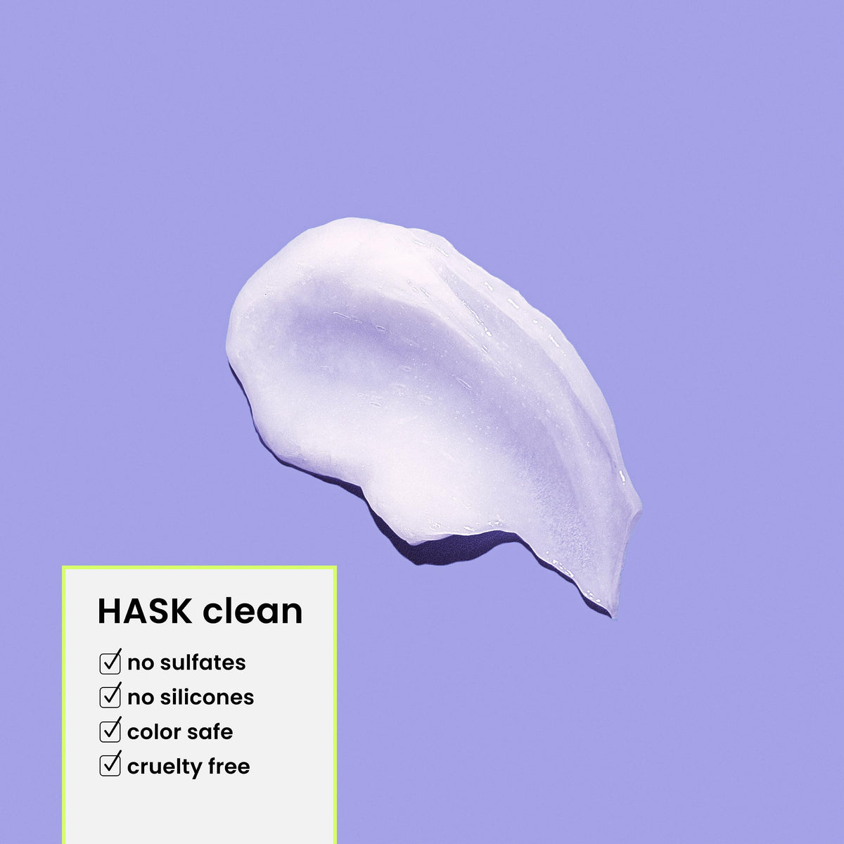 HASK conditioner on hair strands implies smoothness and manageability.