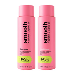 HASK Keratin Smoothing Shampoo bottle delivering frizz control and shine