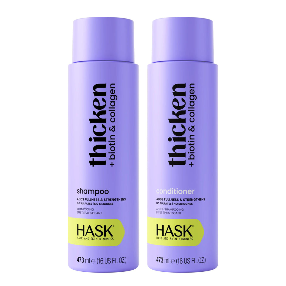 HASK shampoo bottle in hand shows color-safe care for vibrant hair.