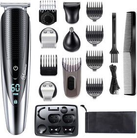 Hatteker men's beard trimmer front view showing ergonomic design for easy handling