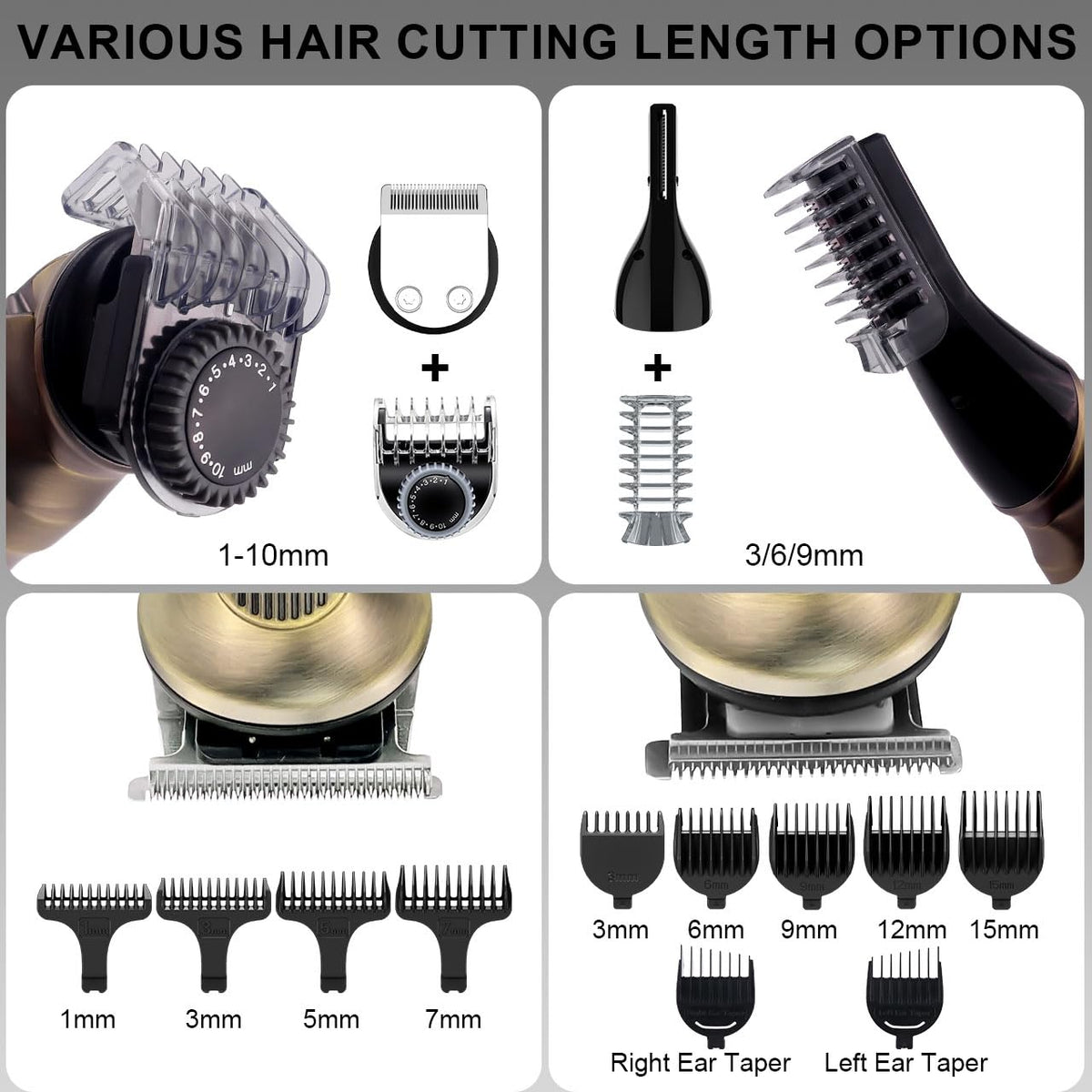 Hatteker precision dial 1-10mm for customizable cuts and styles.