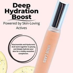Haus Labs Niacinamide brightening formula close-up on skin texture