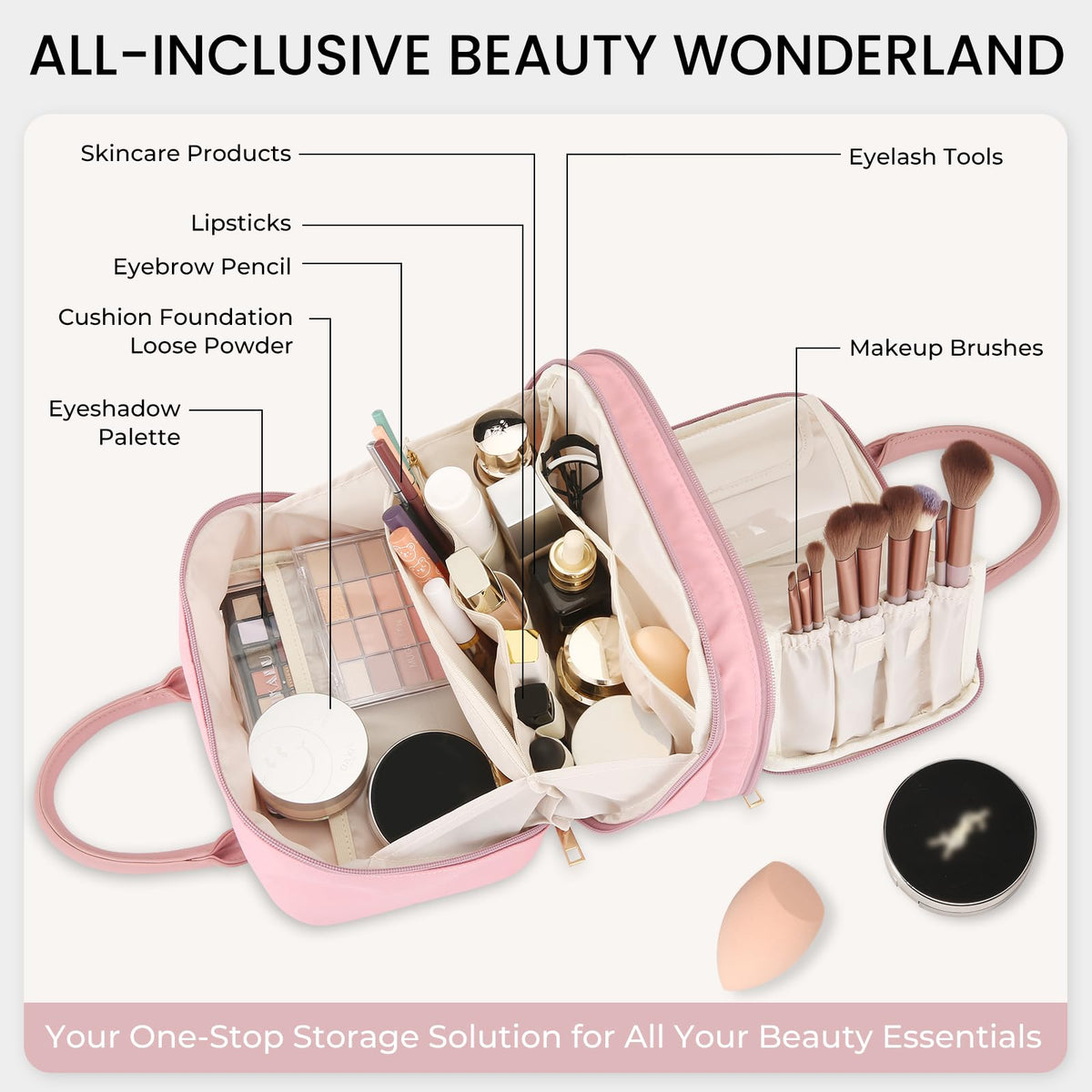 HauteHues makeup brush holder stands upright for quick brush access.